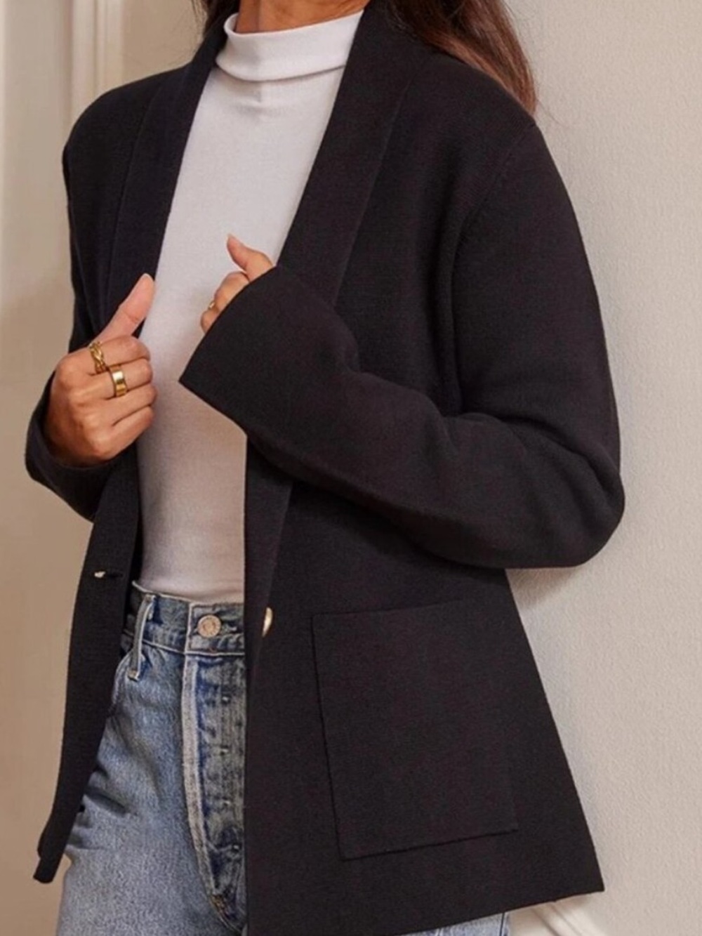 Summersalt Ribbed Shawl Collar Sweater Blazer